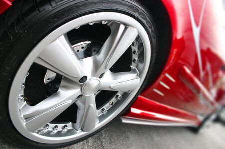 Red Sport Car Wheel の写真素材