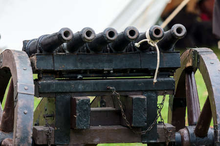 Mitrailleuse - medieval gun consisting of a number of barrels fitted together  の写真素材