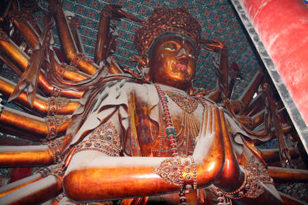 Chengde, China - August 1, 2009  The gigantic statue of Guanyin in Puning temple covered with dust on August 1, 2009  This is one of the largest wooden statues on Earth のeditorial素材