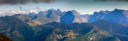 Panorama of tatra mountains on a sunny day, polandの写真素材