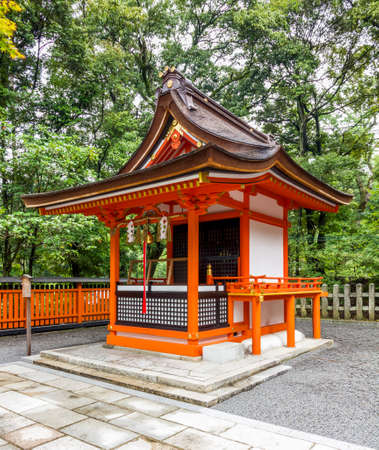 Kyoto, Japan - June 22, 2010  Traditional orange shinto architecture  at Fushimi Inari shrine  on  June 22, 2010  Fushimi Inari shrine is one of the most popular shinto shrines in Kyoto のeditorial素材