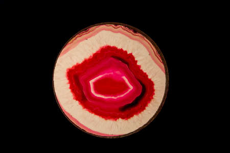 oval mineral cross-section in black の写真素材