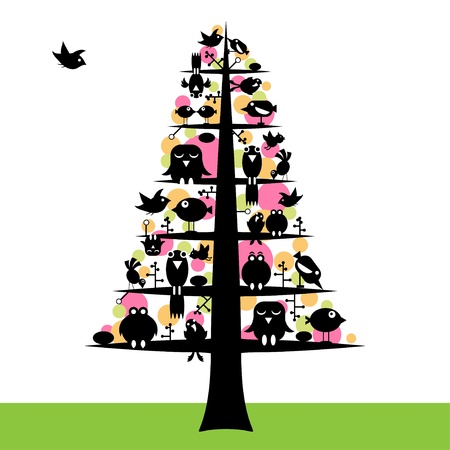 birds treeのイラスト素材
