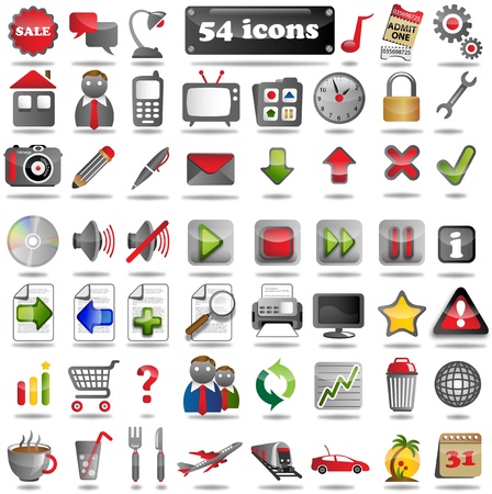 54 colorful Web Icons for the internetのイラスト素材