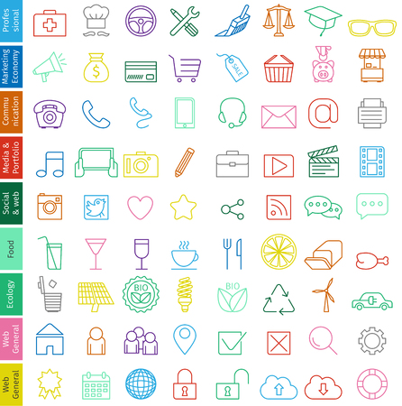 Web icons set for business - Trendy illustration, fine line with soft colors in vector formatのイラスト素材