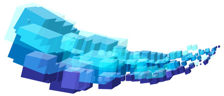 Abstract cool blue cubes shapes stream wave in vector formatのイラスト素材