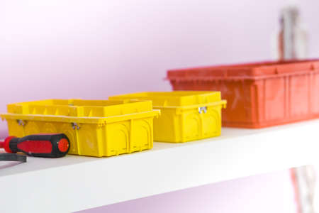 Closeup photo of construction Tools for renovationの写真素材
