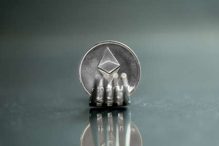 Ethereum cryptocurreny fork concept with reflection, hard fork