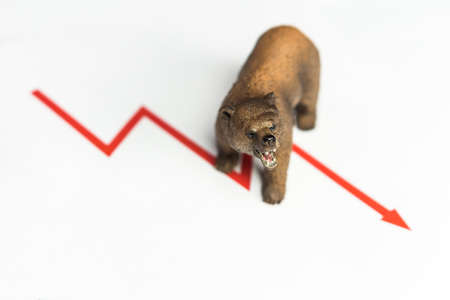 Cryptocurrency Ethereum price crash and drop as a bear trend concept