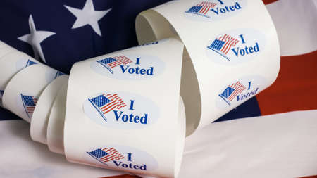 I voted stickers with united states flag for elections