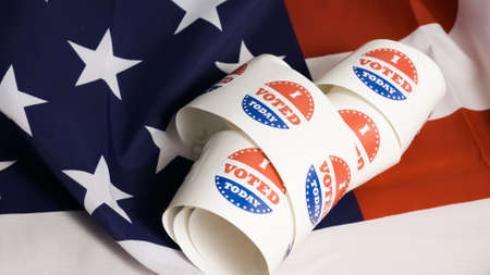 I voted today stickers with US flag at presidential elections