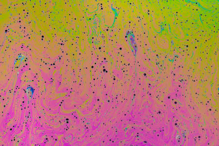 Fluid soap bubble psychedelic colorful abstract art. Surreal patterns with rainbows and waves of...