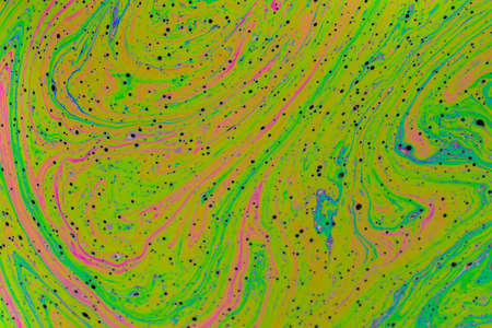 Fluid soap bubble psychedelic colorful abstract art. Surreal patterns with rainbows and waves of...