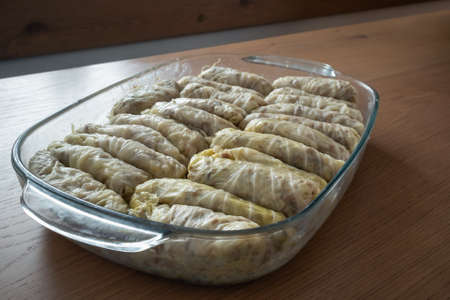 Homemade Sarma, tuffed cabbage rolls. Traditional balkan food.