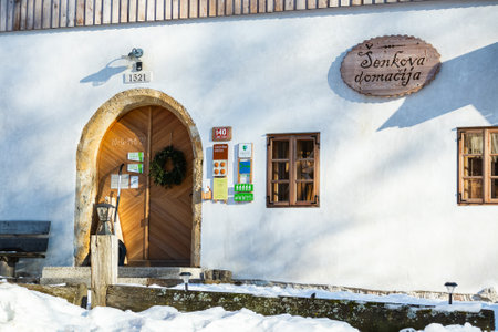 ZGORNJE JEZERSKO, SLOVENIA - 14 JANUARY 2022: Tourist farm Senks homesteadのeditorial素材