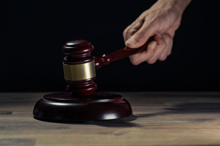 Judge Gavel in Hand, Court of Law and Justice Conceptの写真素材