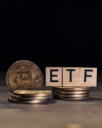 Bitcoin Cryptocurrency ETF, exchange traded funds conceptの写真素材