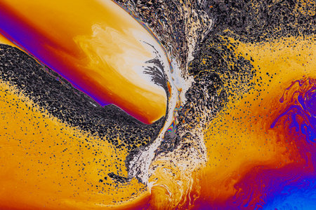 Fluid soap bubble psychedelic colorful abstract art. Surreal patterns with rainbows and waves of...
