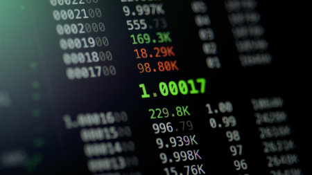 Stock ticker, stocks trading at the same time, trading session and price change, close up shot....
