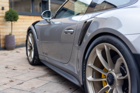 Slovenia, Ljubljana - 27 October 2022: Silver Porsche GT2RSのeditorial素材