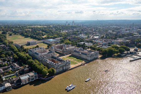 London from above at day, drone aerial viewの写真素材