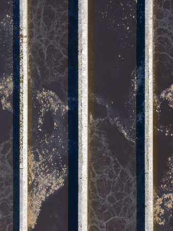 Advanced wastewater treatment system processes water for a smart city showcasing innovative engineering for sustainable urban development and water management.の写真素材