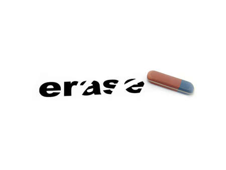 eraser has erased a word on a white background       