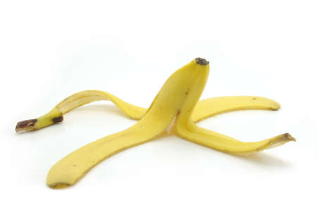 peel from a banana on a white background             の写真素材