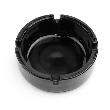 empty black ashtray on a white background の写真素材