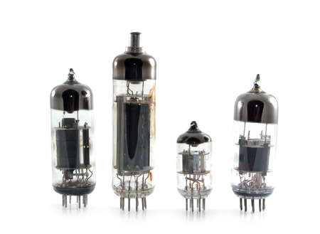 Vacuum tubes on white backgroundの写真素材