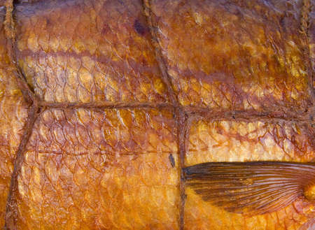 Smoked fish background. Close-up. Macroの写真素材