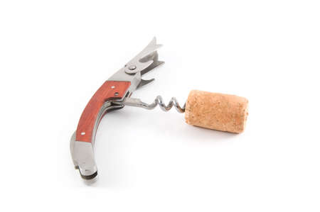 corkscrew and fuse on a white backgroundの写真素材