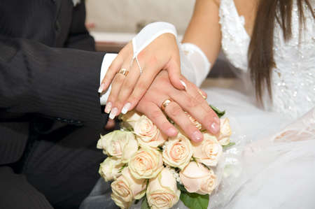 Bride and Groom's handsの写真素材