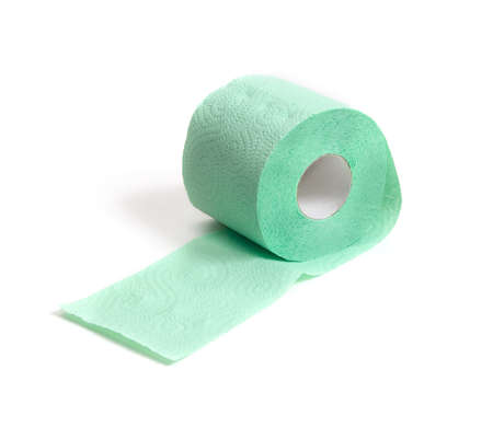 roll of toilet paper isolated on white backgroundの写真素材