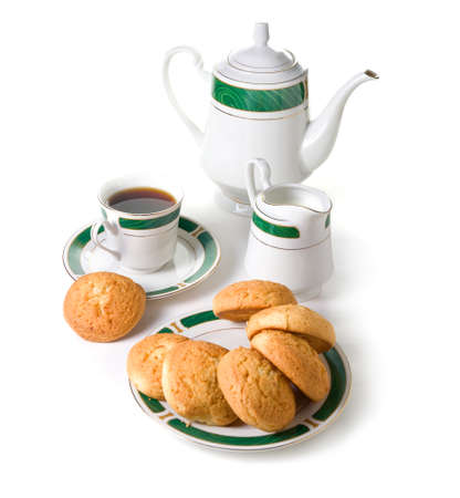 Afternoon tea isolated on a white backgroundの写真素材