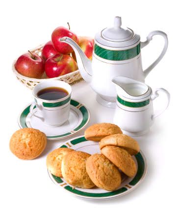 Afternoon tea isolated on a white backgroundの写真素材