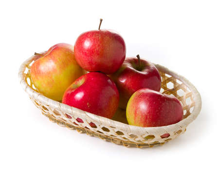 Ripe apples in basketの写真素材