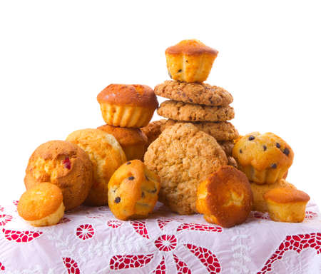 Selection of baked goods...cookies, brownies, muffins etc.の写真素材