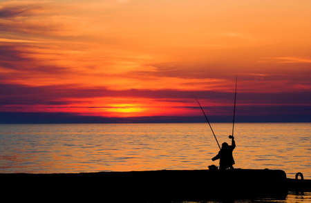 Evening fishingの写真素材
