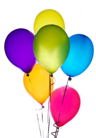 six color air balloons isolated on whiteの写真素材