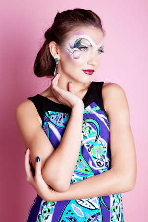 Girl with painted faceの写真素材
