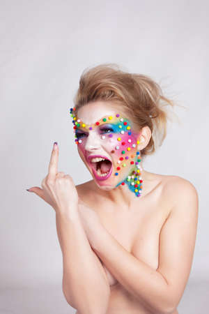 Girl with painted faceの写真素材