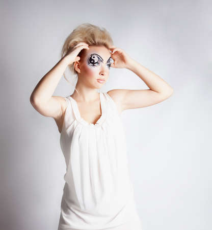 Girl with painted faceの写真素材