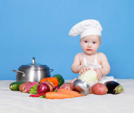 Little baby cook in studioの写真素材