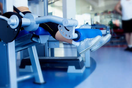 girl legs on the fitness gym  の写真素材