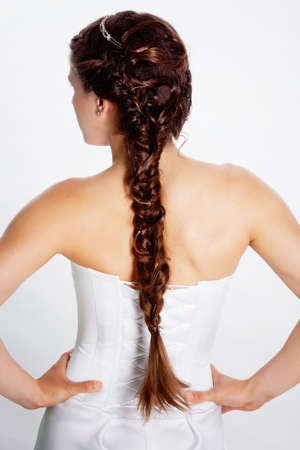 Bride hairstyle photo in studioの写真素材
