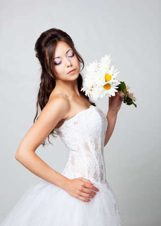 Beautiful bride portrait in studioの写真素材