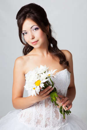 Beautiful bride portrait in studioの写真素材