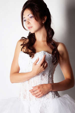 Beautiful bride portrait in studioの写真素材