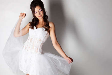 Beautiful bride portrait in studioの写真素材